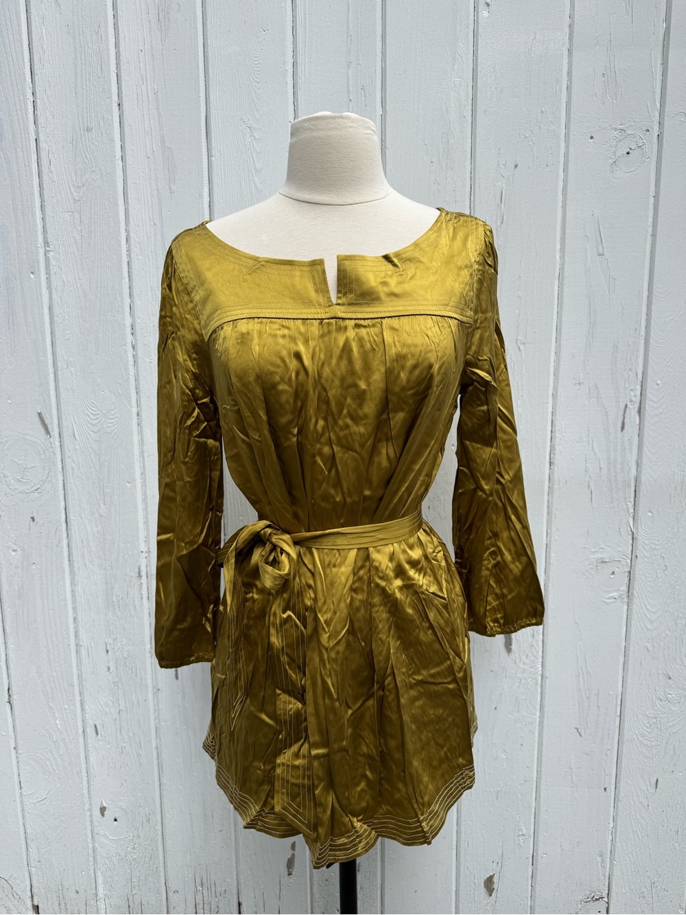 Women's Chartreuse Tunic with Waist Tie
